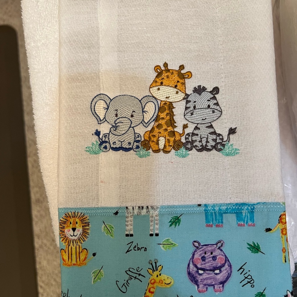 Playful Safari Animal Burp Cloth